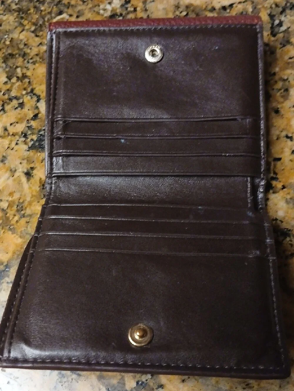 COACH Pebbled Fold-Over Wallet in Wine Red with Gold Hardware - Picture 2 of 5